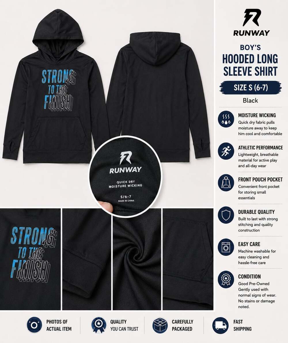 Runway Boy's Strong To The Finish Graphic Moisture Wicking Hoodie